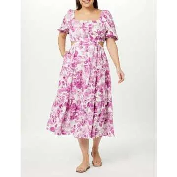 Anaya Square Neck Tiered Maxi Dress in Floral Print