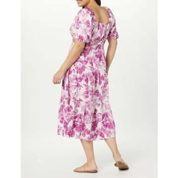 Anaya Square Neck Tiered Maxi Dress in Floral Print