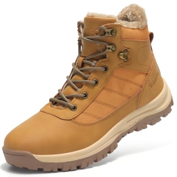 TSIODFO Snow Boots for Men Waterproof Winter Shoes Insulated Fur Warm Outdoor Boots Light Brown Size...