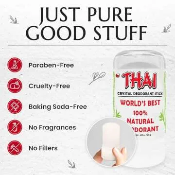 2-PACK Thai Crystal Deodorant Salt Stone - Clinically Tested, Dermatologist Approved - Natural Unscented for Women Men & Teens