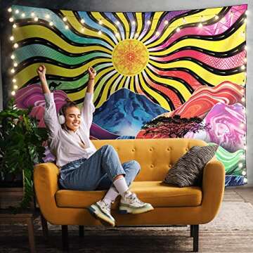 TEDERR Trippy Tapestry - Colorful Nature Landscape Wall Hanging for Vibrant Decor