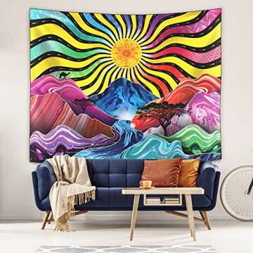 TEDERR Trippy Tapestry - Vibrant Psychedelic Wall Art