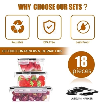 HKJ Chef 36-Pcs Food Containers Set for Easy Storage