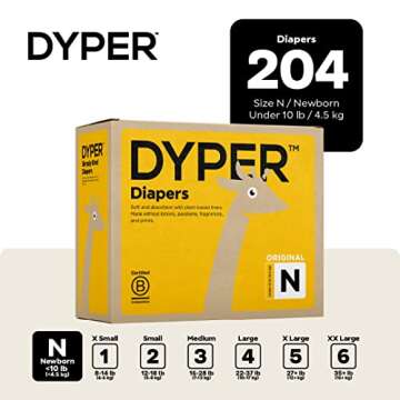 DYPER Viscose from Bamboo Baby Diapers Size Newborn | Honest Ingredients | Cloth Alternative | Day &...