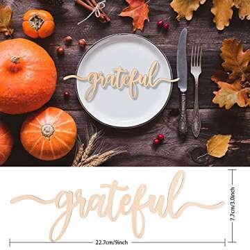 PARBEE 12PCS Thanksgiving Place Cards Grateful Wood Signs Fall Dining Table Plate Ornament Farmhouse...