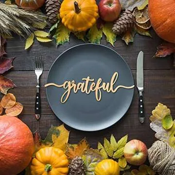 PARBEE Thanksgiving Place Cards Grateful Wood Signs - Set of 12