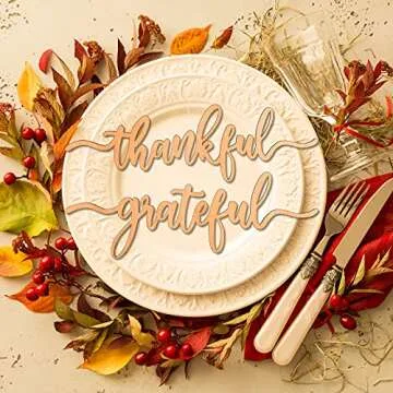 PARBEE Thanksgiving Place Cards Grateful Wood Signs - Set of 12