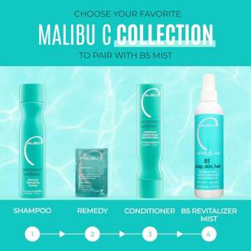 Malibu C Vitamin B5 Scalp, Skin and Hair Revitalizer Mist - Multi-Use Hydrating Mist Enriched with Allantoin to Help Soothe Skin, Restore Moisture and Improve Scalp Protection (8 oz)