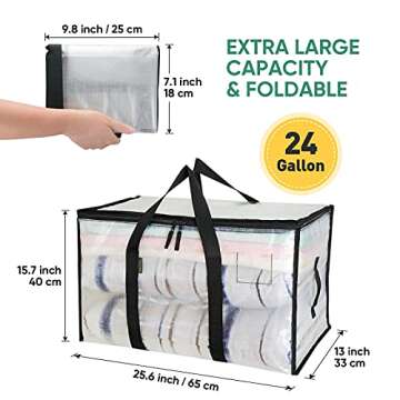 BALEINE 8-Pack Oversized Moving Bags with Reinforced Handles, Heavy-Duty Storage Tote for Clothes, M...