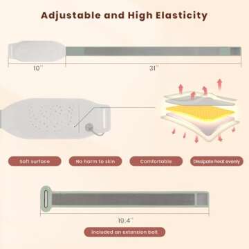 Portable Heating Pad for Cramps and Back Pain, Menstrual Cramp Relief Wearable Heating Pad for Women and Girls, Wireless Heating Pads with 3 Temperature Setting & Battery Powered