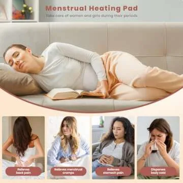 Portable Heating Pad for Cramps and Back Pain, Menstrual Cramp Relief Wearable Heating Pad for Women and Girls, Wireless Heating Pads with 3 Temperature Setting & Battery Powered