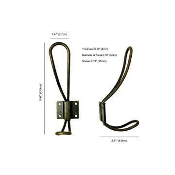 HOOXX 10 Pack of Rustic Coat Hooks | Decorative Vintage Hangers with Metal Screws Included | Wall Mounted Hard Antique Industrial Heavy Duty Hook Set | Best for Farmhouse Shabby Chic Hanging Look