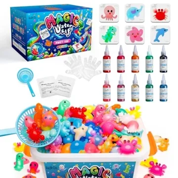 Kiditos Magic Water Elf Toy Kit, Aqua Fairy Water Gel Kit with 10 Magic Gels, 6 Sea Creature Molds. ...