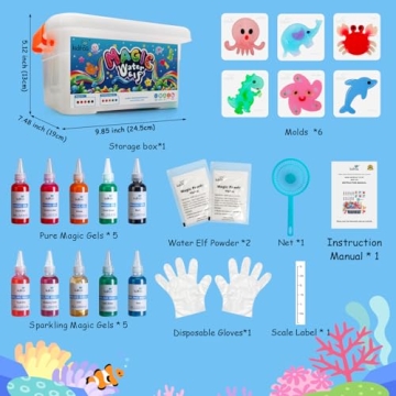 Kiditos Magic Water Elf Toy Kit with Colorful Gels and Molds