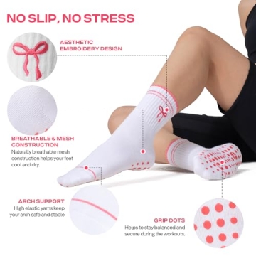Cool Pilates Socks with Grips for Women - Stylish Comfort