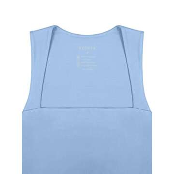 REORIA Women's Sexy Going Out Crop Tops Square Neck Double Lined 2025 Fashion Cute Basic Trendy Tank Tops Summer Y2k Teen Girls Clothing Sky Blue Medium