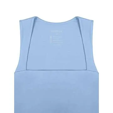 REORIA Women's Sexy Going Out Crop Tops Square Neck Double Lined 2025 Fashion Cute Basic Trendy Tank Tops Summer Y2k Teen Girls Clothing Sky Blue Medium