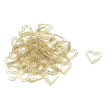 Coshar Gold Heart Shape Paper Clips - 50pcs for Decorative Organization