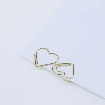 Coshar Gold Heart Shape Paper Clips 50pcs for Organizing