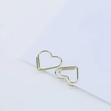 Coshar Gold Heart Shape Paper Clips 50pcs for Organizing