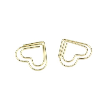 Coshar Gold Heart Shape Paper Clips 50pcs for Organizing