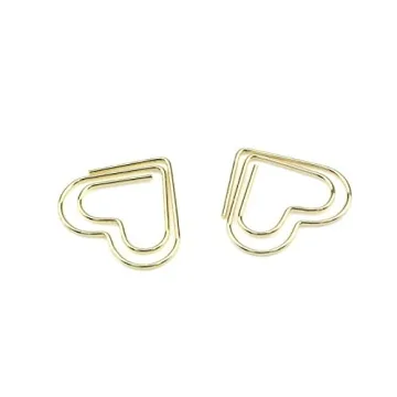 Coshar Gold Heart Shape Paper Clips 50pcs for Organizing