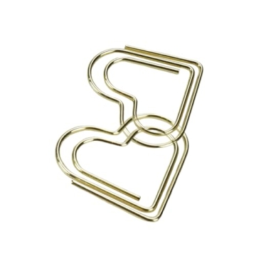 Coshar Gold Heart Shape Paper Clips 50pcs for Organizing