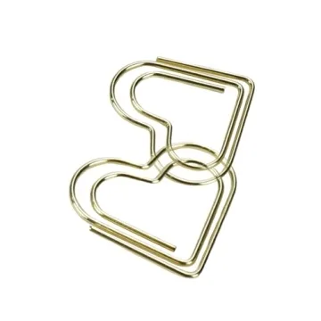 Coshar Gold Heart Shape Paper Clips 50pcs for Organizing