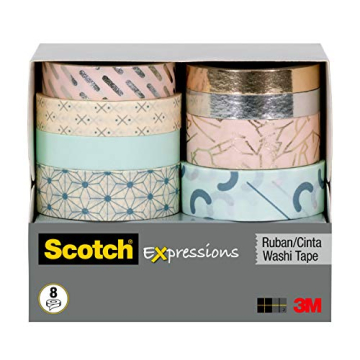 Scotch Washi Tape, Abstract Modern Design, 8 Rolls, Great for Bullet Journaling, Scrapbooking and DI...