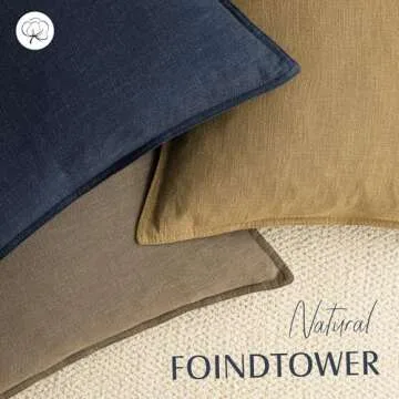 Foindtower Pack of 2, Decorative Linen Soild Throw Pillow Covers Soft Accent Cushion Case Boho Farmhouse Neutral Pillowcase for Chair Couch Sofa Bedroom Living Room Home Decor 26 x 26 Inch Light Brown