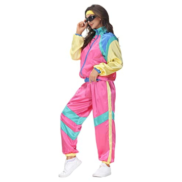 Buy COREWO Women 80s Tracksuit Retro Hip Hop Windbreaker