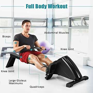 Goplus Magnetic Rowing Machine, Foldable Rower with 10-Level Tension Resistance System, LCD Monitor,...