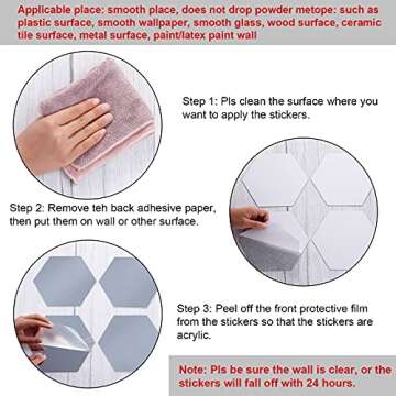 Shappy 32 Pcs Hexagon Mirror Wall Stickers Removable Silver Acrylic Mirror Stickers Honeycomb Decals for DIY Home Art Bedroom Living Room Wall Decoration(15 x 13.3 x 7.5 cm)