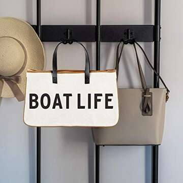 Santa Barbara Design Studio Tote Bag For Women Hold Everything 100% Cotton Canvas Shoulder Bag with Waterproof Lining, Large, Boat Life