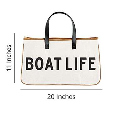Santa Barbara Design Studio Tote Bag For Women Hold Everything 100% Cotton Canvas Shoulder Bag with Waterproof Lining, Large, Boat Life