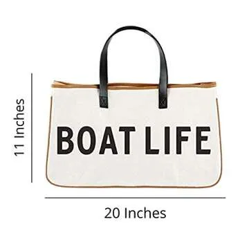 Santa Barbara Design Studio Tote Bag For Women Hold Everything 100% Cotton Canvas Shoulder Bag with Waterproof Lining, Large, Boat Life