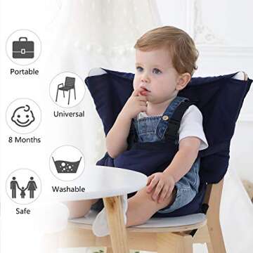 Baby Portable High Chair Travel Harness Seat for Toddler Feeding, Safety Washable Cloth Harness with...