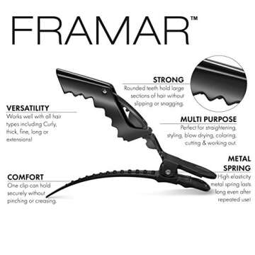 FRAMAR Black Hair Clips 10 pcs, Hair Clips For Women, Premium Hair Clip, Alligator Hair Clips for St...