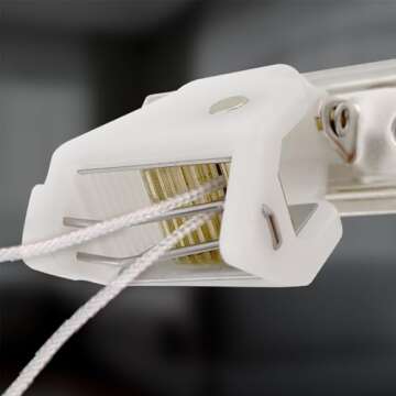 Amazing Drapery Hardware White Roman Shade Cord Lock with Brass Wheels - Holds up to 3 Lift Cords, Suitable for Roman and Woven Wood Shades - 1-Pack