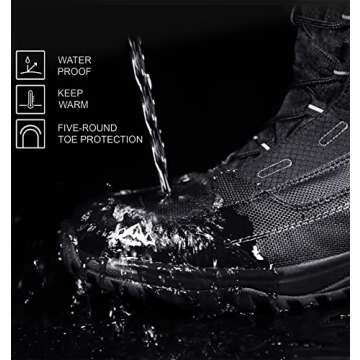 ROCKMARK Men's Winter Snow Boots Outdoor Warm Mid Calf Waterproof Durable Boot Non-Slip Warm Climbin...