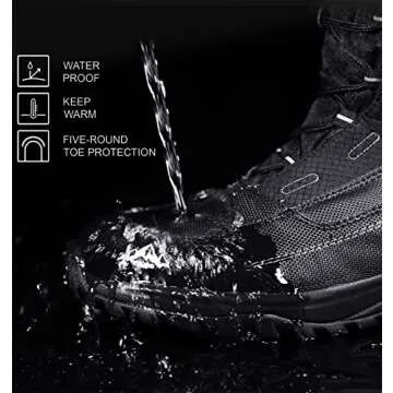 ROCKMARK Men's Winter Snow Boots Outdoor Warm Mid Calf Waterproof Durable Boot Non-Slip Warm Climbin...