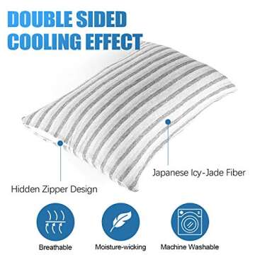 Cooling Pillow Cases, Standard Size Set of 2 with Double Sided Cold, Moisture Wicking Pillowcase Covers with Hidden Zipper Japanese Cold Tech Pillow Case Protectors for Hot Sleepers and Night Sweats