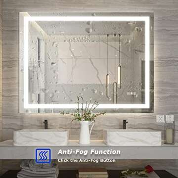 YRSHA 48×36 Inch LED Bathroom Mirror with Lights,Lighted Bathroom Vanity Mirror for Wall,Anti-Fog Separately Control,Dimmer Function,Memory,3 Colors, IP54 Waterproof,CRI>94(Vertical&Horizontal)