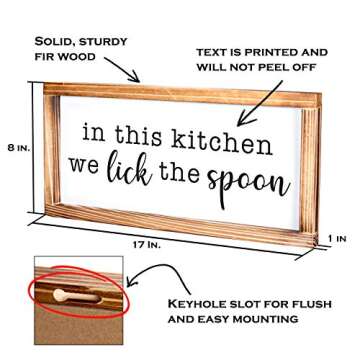 In This Kitchen We Lick The Spoon Sign 8x17 Inch, Farmhouse Kitchen Decor for Wall, Vintage Funny Ki...