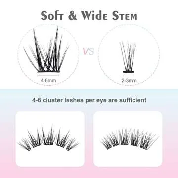 DF Cluster Lashes 144 Pcs D Curl Individual Lash Clusters 10-16mm Mixed DIY Lash Extensions Soft Volume Individual Lash Extensions Self-application DIY Lashes at Home - Rose 8
