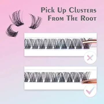 DF Cluster Lashes 144 Pcs D Curl Individual Lash Clusters 10-16mm Mixed DIY Lash Extensions Soft Volume Individual Lash Extensions Self-application DIY Lashes at Home - Rose 8