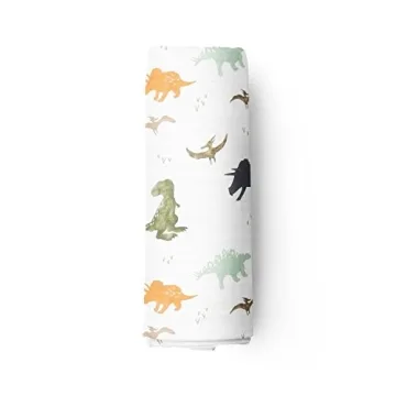 Aenne Baby Muslin Swaddle Blanket Dinosaur Print Ultra-Soft