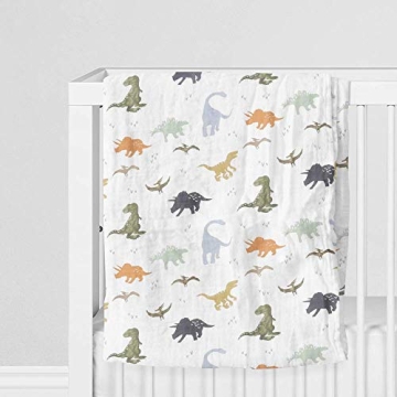 Aenne Baby Muslin Swaddle Blanket Dinosaur Print Ultra-Soft