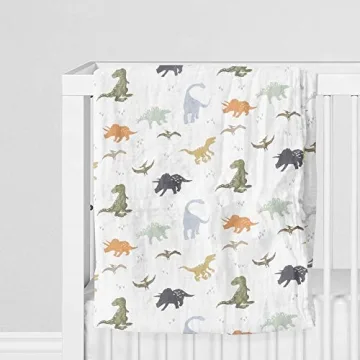 Aenne Baby Muslin Swaddle Blanket Dinosaur Print Ultra-Soft