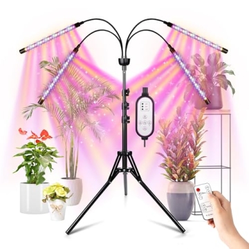 Full Spectrum LED Grow Lights for Indoor Plants with Adjustable Tripod & Timer